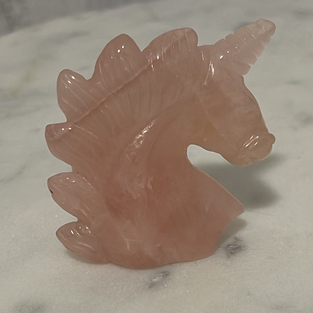 Rose Quartz Crystal Carved Unicorn - Love and Serenity